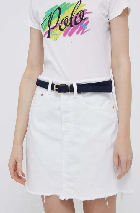 Polo Ralph Lauren spódnica jeansowa kolor biały mini prosta