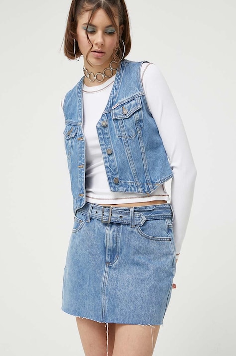 Guess Originals fustă din denim mini, dreaptă