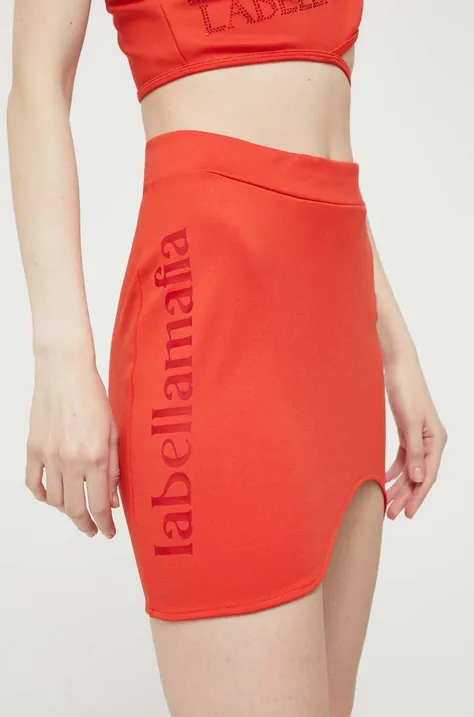 LaBellaMafia spódnica kolor czerwony mini ołówkowa