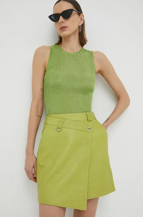 Кожаная юбка Gestuz SerinaGZ HW цвет зелёный mini прямая
