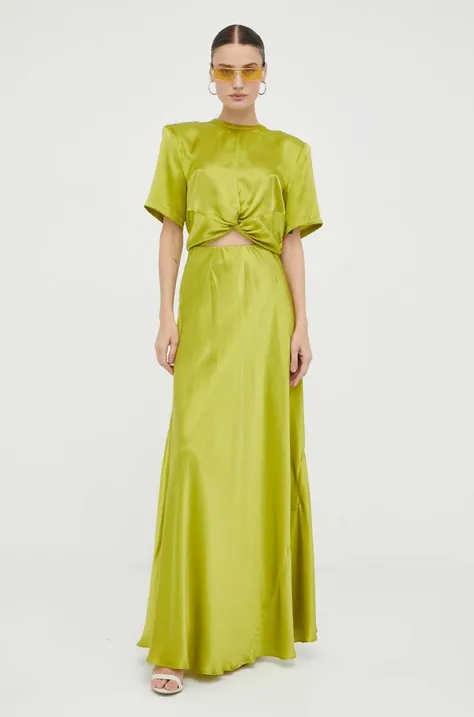 Μεταξωτή φούστα Gestuz Sivala χρώμα: πράσινο