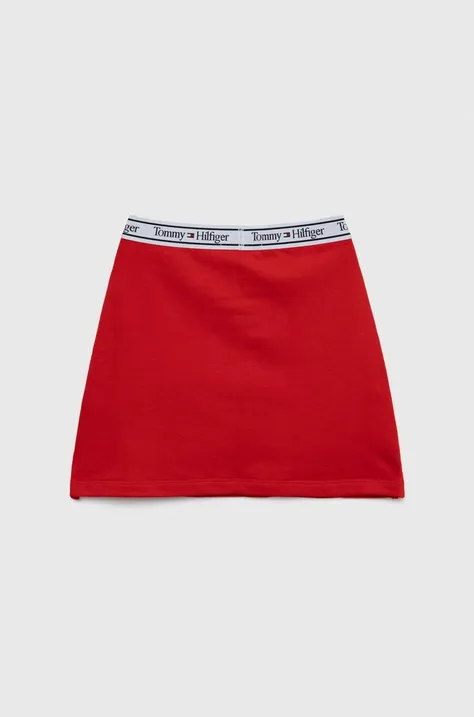 Dječja suknja Tommy Hilfiger boja: crvena, mini, ravna