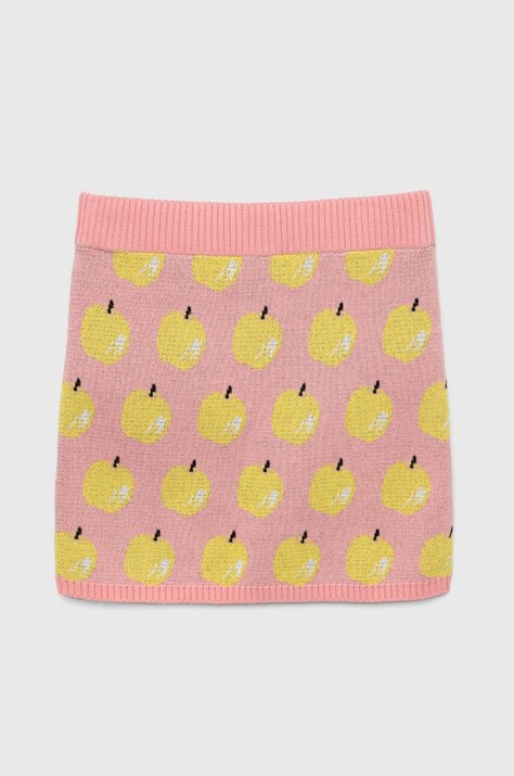 United Colors of Benetton fusta din bumbac pentru copii culoarea roz, mini, drept