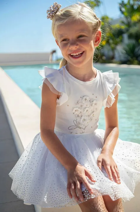 Mayoral spódnica dziecięca kolor biały mini rozkloszowana