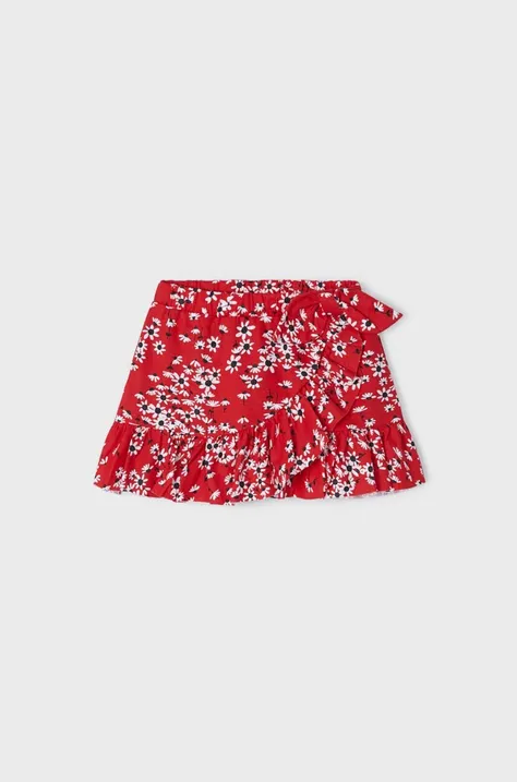 Dječje pamučna haljina Mayoral boja: crvena, mini, ravna