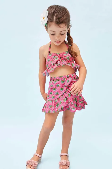 Детская хлопковая юбка Mayoral цвет розовый mini прямая
