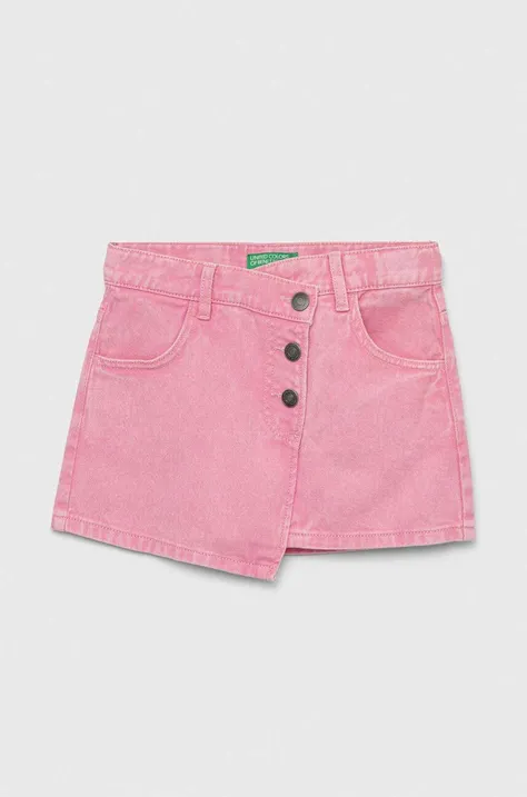 Dječja traper suknja United Colors of Benetton boja: ružičasta, mini, ravna