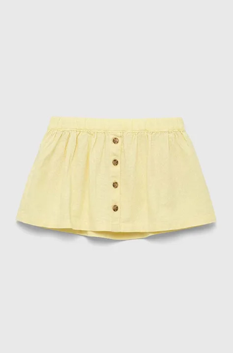 Dětská lněná sukně GAP žlutá barva, mini