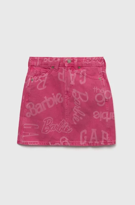 GAP spódnica jeansowa dziecięca kolor różowy mini prosta