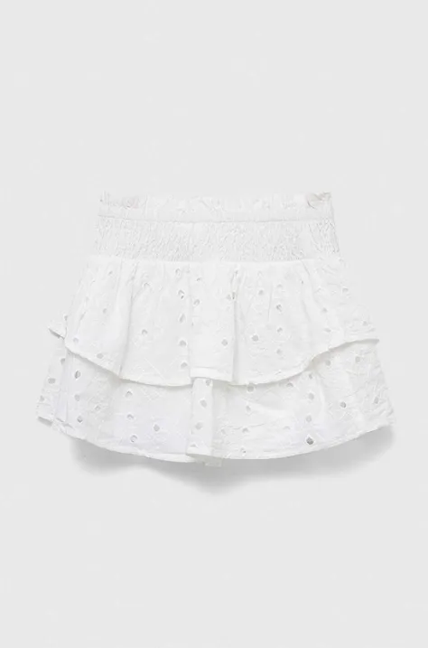 Dievčenská bavlnená sukňa Abercrombie & Fitch biela farba, mini, áčkový strih