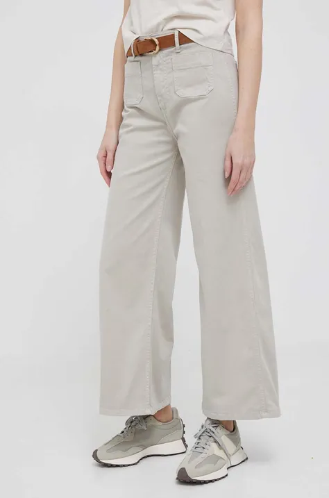 Pepe Jeans nadrág női, szürke, magas derekú széles