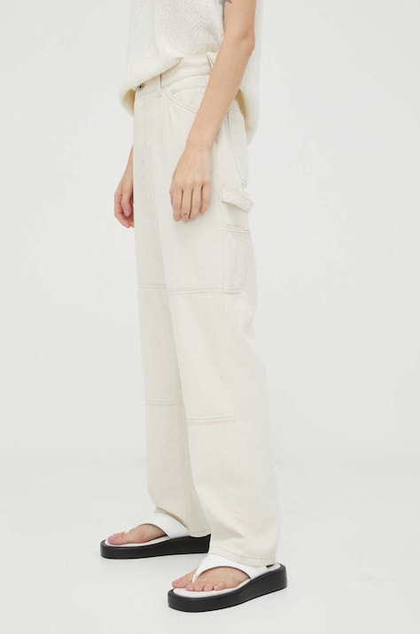 Παντελόνι Mustang Style Ava Loose Wide Cargo χρώμα: μπεζ