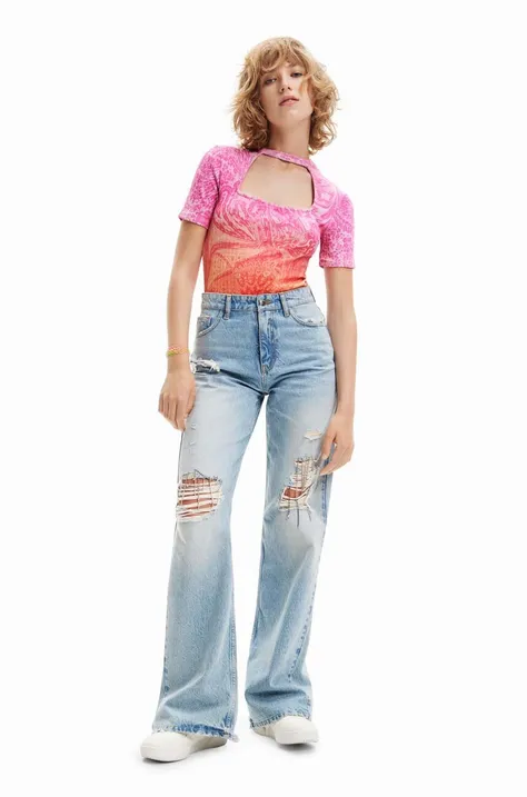 Desigual jeansy damskie high waist