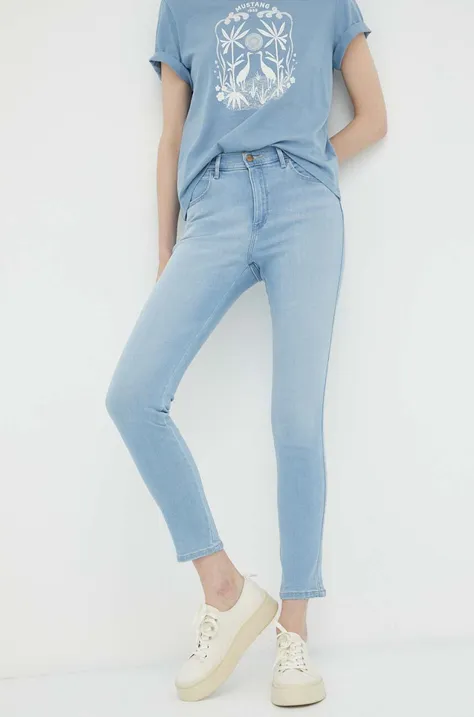 Wrangler jeansy damskie kolor niebieski