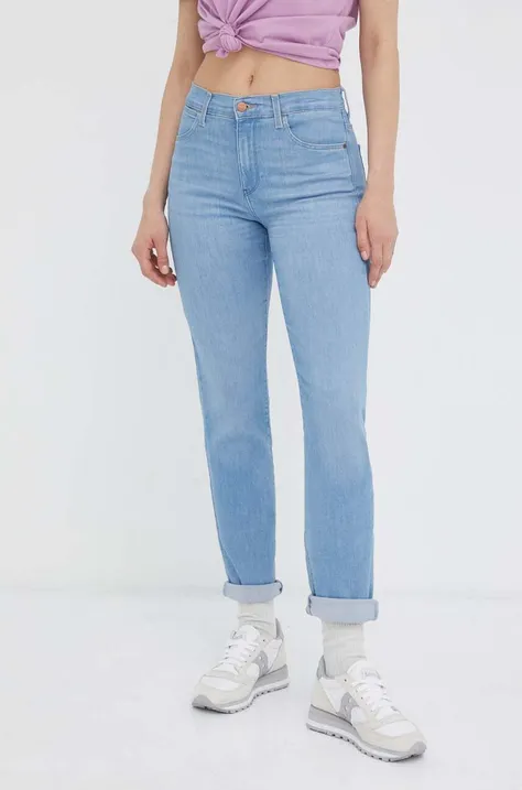 Wrangler jeansy Slim damskie kolor niebieski