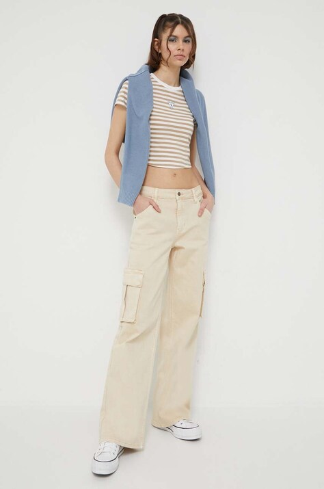 Guess Originals jeansi Go Kit femei, culoarea bej