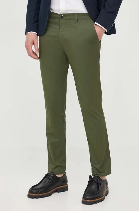Sisley spodnie męskie kolor zielony proste