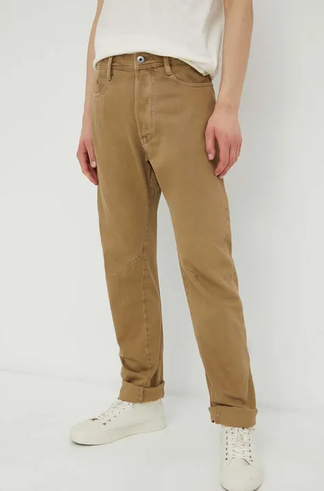 G-Star Raw spodnie bawełniane kolor beżowy proste