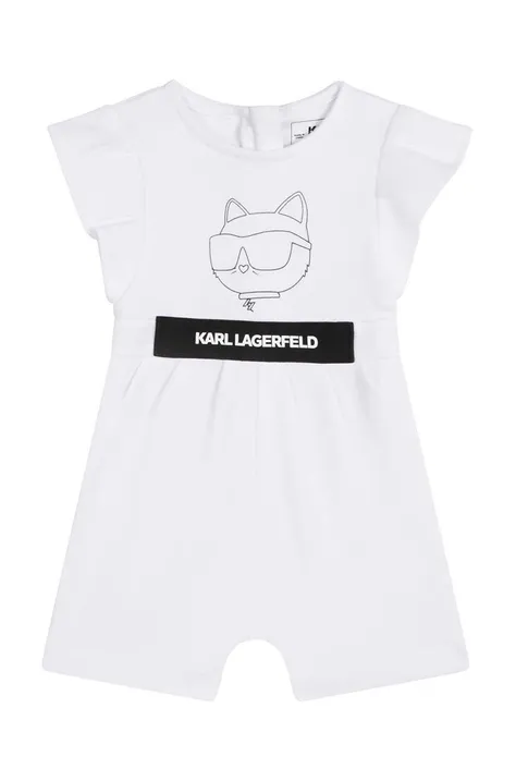 Detské bavlnené dupačky Karl Lagerfeld biela farba, bavlnený