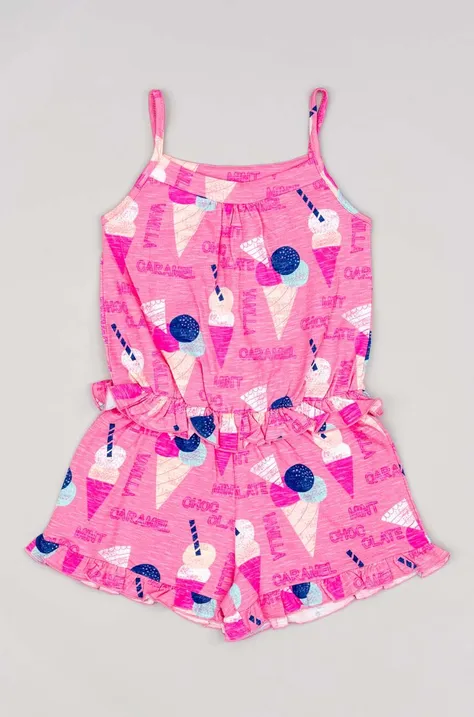 Παιδικές βαμβακερές φόρμες zippy χρώμα: ροζ