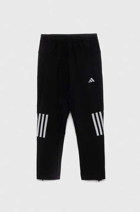 Дитячі спортивні штани adidas U RUN WV колір чорний з принтом