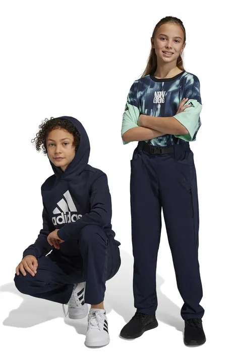 Дитячі штани adidas U CE DW колір синій однотонні