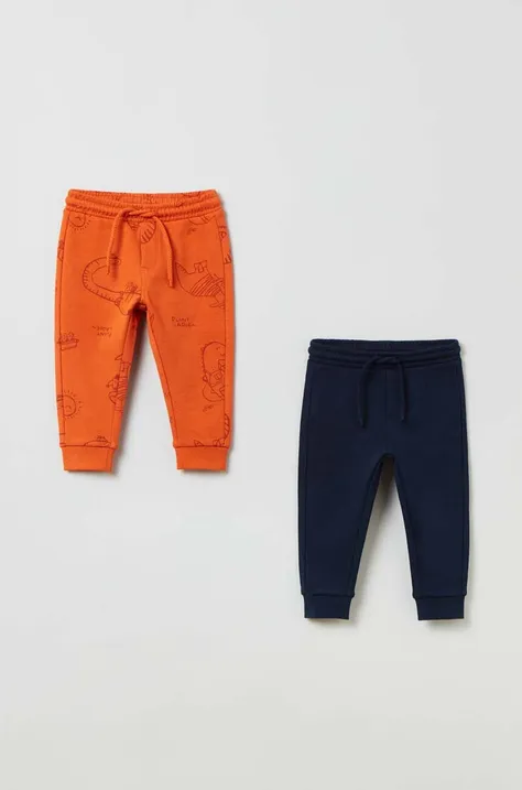 Дитячі бавовняні штани OVS колір помаранчевий візерунок