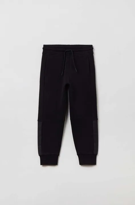 OVS spodnie dresowe bawełniane dziecięce kolor czarny wzorzyste