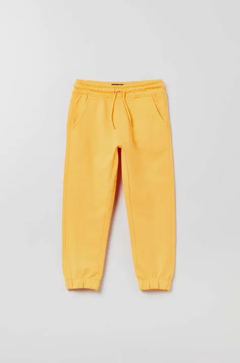 OVS spodnie dresowe bawełniane dziecięce kolor pomarańczowy gładkie