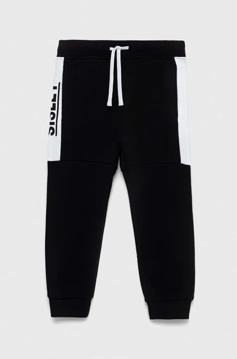 Sisley spodnie dresowe dziecięce kolor czarny wzorzyste