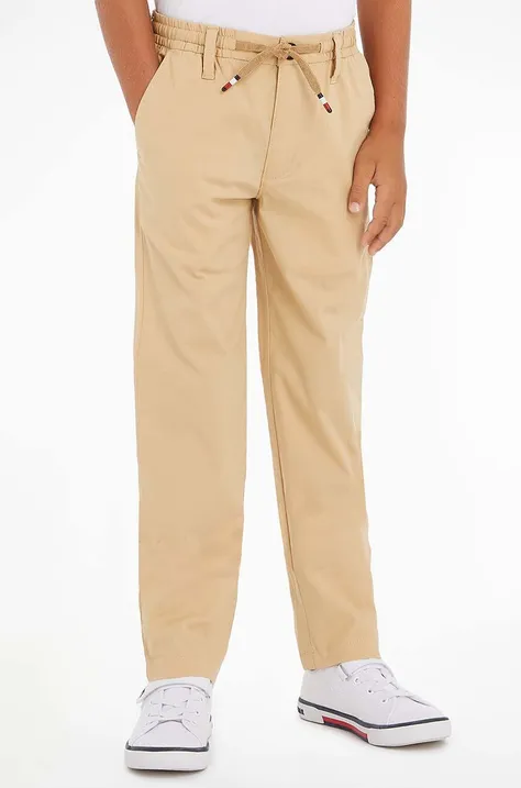 Детские брюки Tommy Hilfiger цвет бежевый однотонные