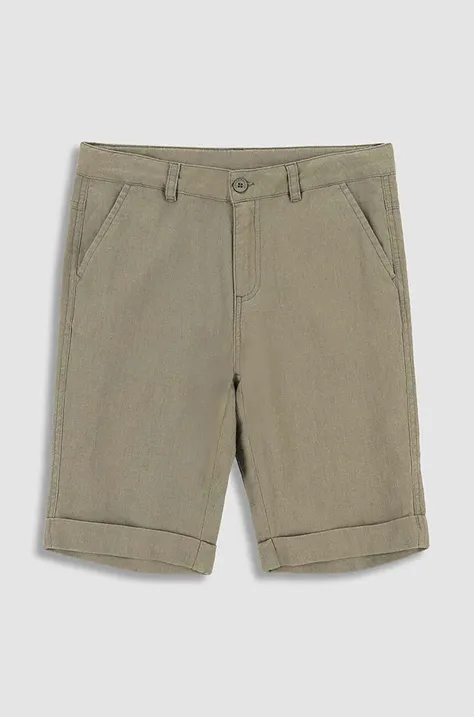 Otroške lanene kratke hlače Coccodrillo zelena barva