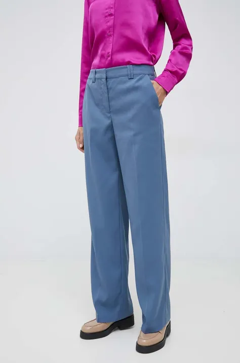 Y.A.S spodnie Delto damskie kolor niebieski proste medium waist