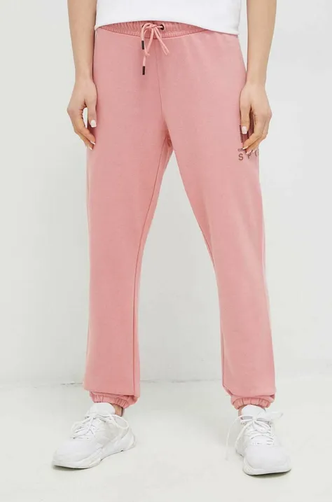 Спортивные штаны Dkny цвет розовый с аппликацией