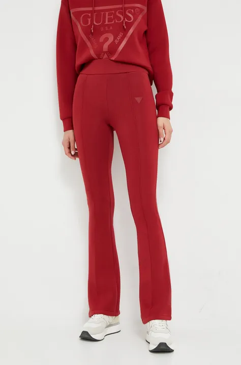 Guess spodnie damskie kolor czerwony gładkie