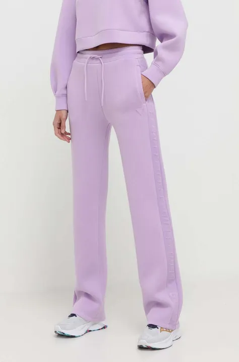 Guess pantaloni de trening culoarea violet, cu imprimeu