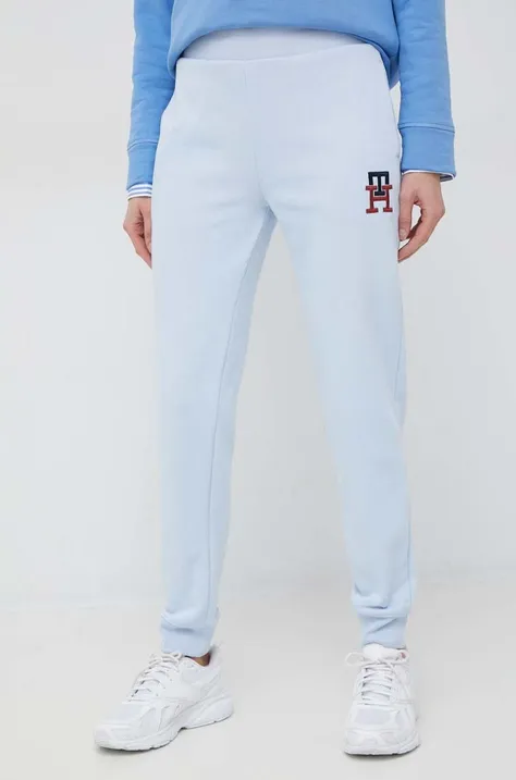 Tommy Hilfiger spodnie dresowe damskie kolor niebieski z aplikacją