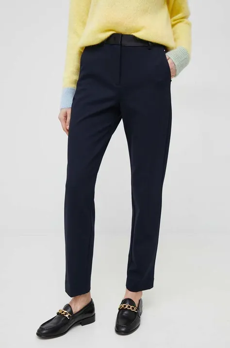 Tommy Hilfiger spodnie damskie kolor granatowy dopasowane high waist