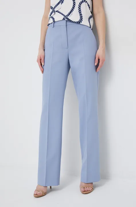 Calvin Klein spodnie damskie kolor niebieski proste high waist