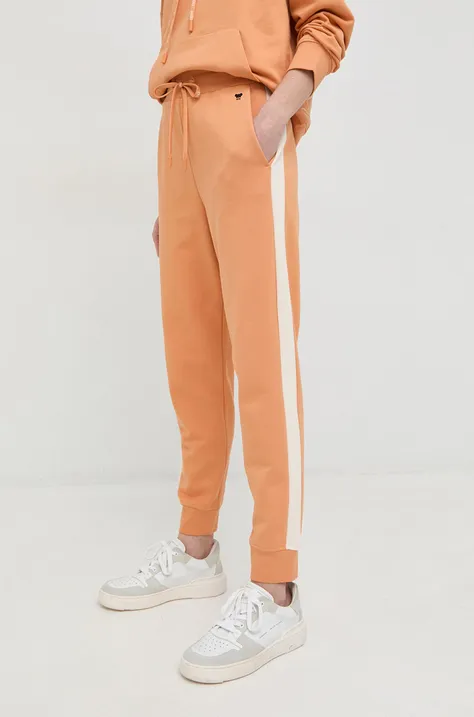 Weekend Max Mara spodnie dresowe bawełniane damskie kolor pomarańczowy wzorzyste