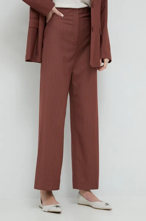 Bardot spodnie damskie kolor brązowy szerokie high waist
