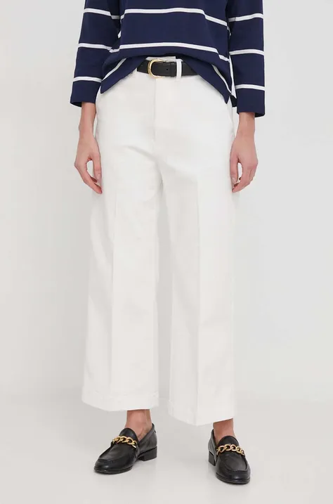 Polo Ralph Lauren spodnie damskie kolor beżowy szerokie high waist