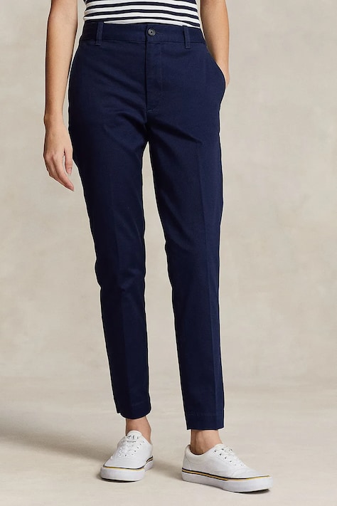 Polo Ralph Lauren spodnie damskie kolor granatowy proste high waist