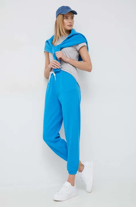 Polo Ralph Lauren spodnie dresowe damskie kolor niebieski gładkie