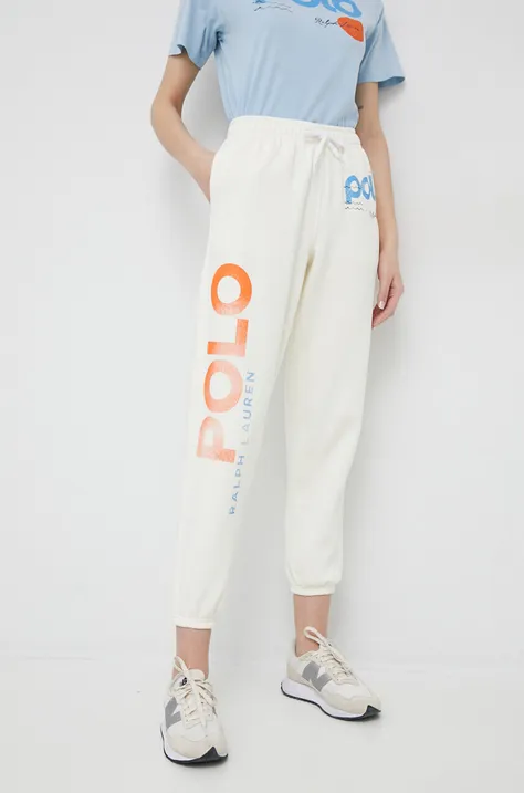 Polo Ralph Lauren spodnie dresowe kolor beżowy wzorzyste