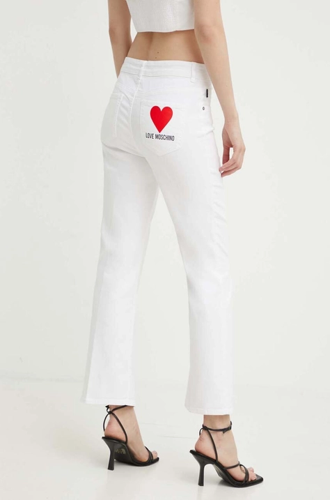 Love Moschino jeansy damskie kolor biały high waist