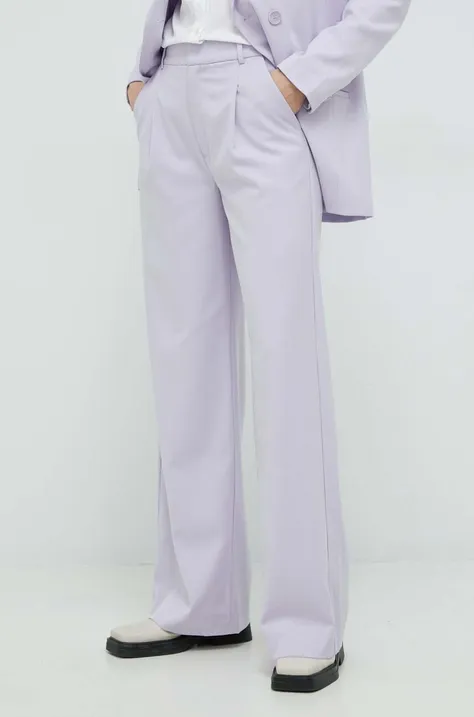 Gestuz spodnie PaulaGZ damskie kolor fioletowy szerokie high waist