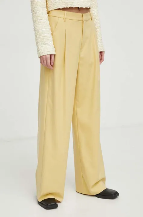 Gestuz spodnie PaulaGZ damskie kolor żółty szerokie high waist