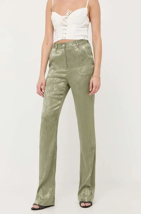 Nohavice Guess dámske, zelená farba, rovné, vysoký pás