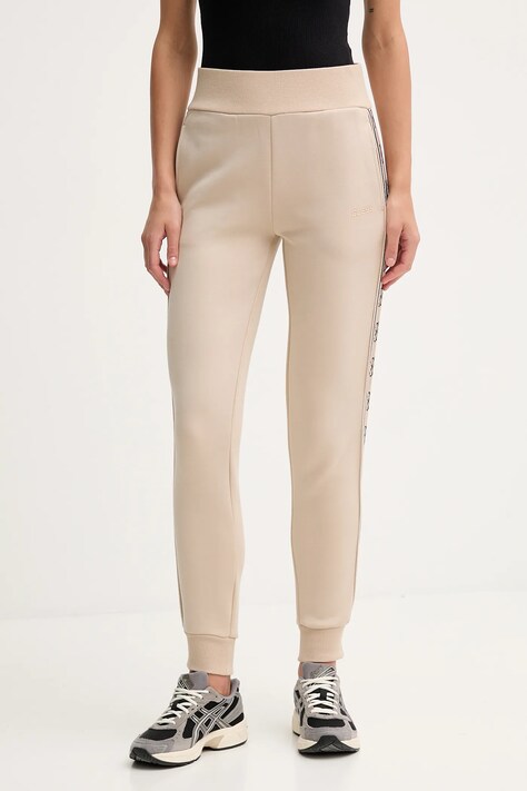 Guess pantaloni de trening BRITNEY culoarea roz, cu imprimeu, V2YB15 KB3P2